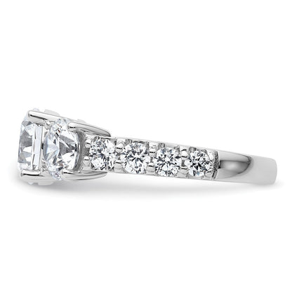 True Origin 14K Weißgold 4 Karat Im Labor Gezüchtet Diamant Vs+ F+ Komplett Rund Dreistein Ring