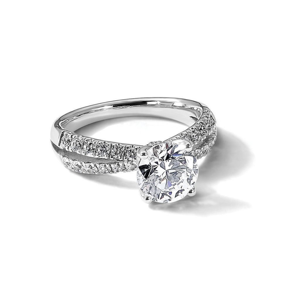 True Origin 14K Weißgold 2 5/8 Karat Im Labor Gezüchtet Diamant Vs+ F+ Komplett Rund Verlobungsring