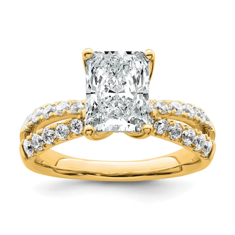 14K Gelbgold True Origin 2 5/8 Karat Radiant Im Labor Gezüchtet Diamant Vs D E F Komplett Verlobungsring