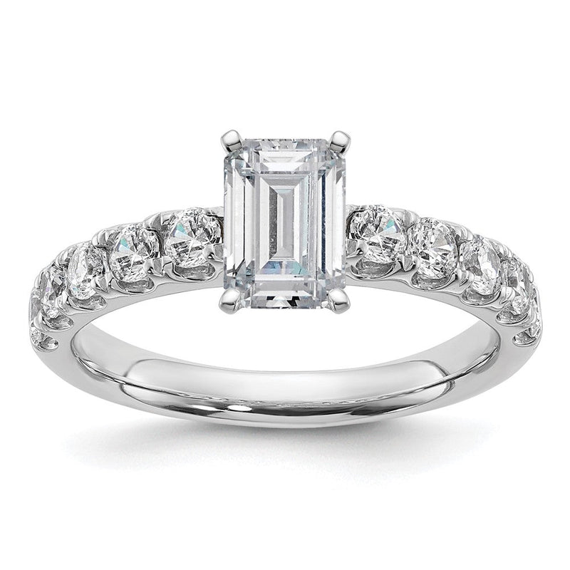 14K Weißgold 1 3/4 Karat Zertifiziert Im Labor Gezüchtet Diamant Vs+ F+ Radiant Komplett Verlobungsring