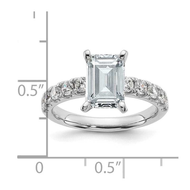 14K Weißgold Zertifiziert 3 3/4 Karat Im Labor Gezüchtet Diamant Vs+ F+ Smaragd Komplett Verlobungsring