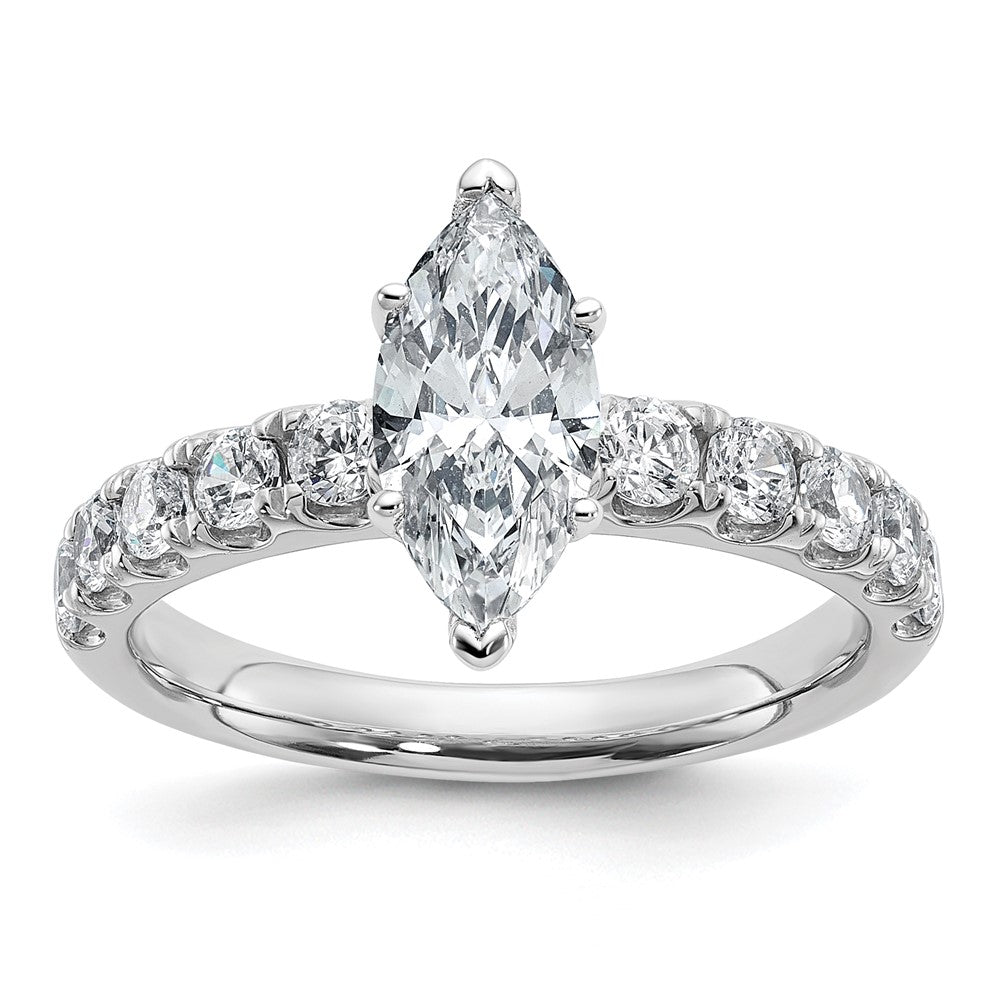 14K Weißgold Zertifiziert 1 3/4 Karat Im Labor Gezüchtet Diamant Vs+ F+ Marquise Komplett Verlobungsring
