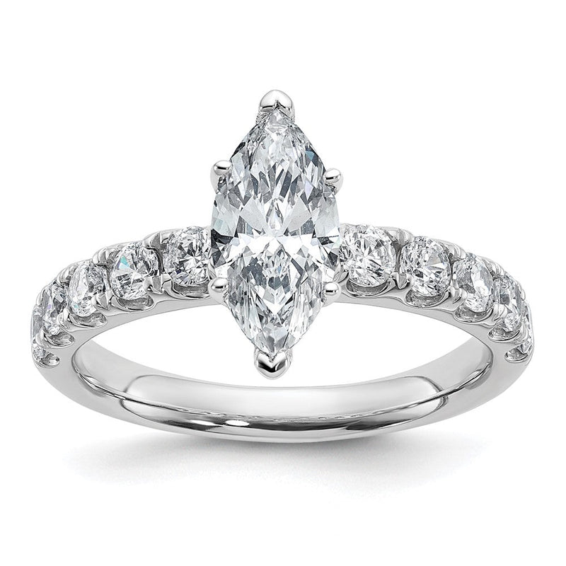 14K Weißgold Zertifiziert 1 3/4 Karat Im Labor Gezüchtet Diamant Vs+ F+ Marquise Komplett Verlobungsring