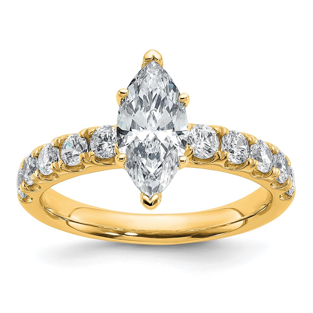 14K Gelbgold 1 3/4 Karat Zertifiziert Im Labor Gezüchtet Diamant Vs+ F+ Marquise Komplett Verlobungsring