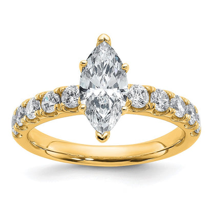 14K Gelbgold 1 3/4 Karat Zertifiziert Im Labor Gezüchtet Diamant Vs+ F+ Marquise Komplett Verlobungsring