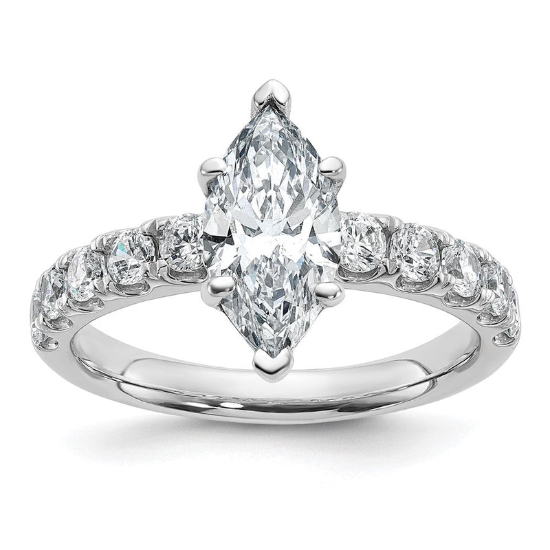 14K Weißgold Zertifiziert 2 1/5 Karat Im Labor Gezüchtet Diamant Vs+ F+ Marquise Komplett Verlobungsring