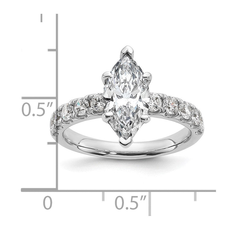 14K Weißgold Zertifiziert 2 3/4 Karat Im Labor Gezüchtet Diamant Vs+ F+ Marquise Komplett Verlobungsring