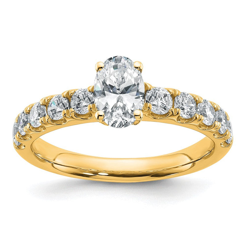 14K Gelbgold Zertifiziert 1 3/4 Karat Im Labor Gezüchtet Diamant Vs+ F+ Oval Komplett Verlobungsring