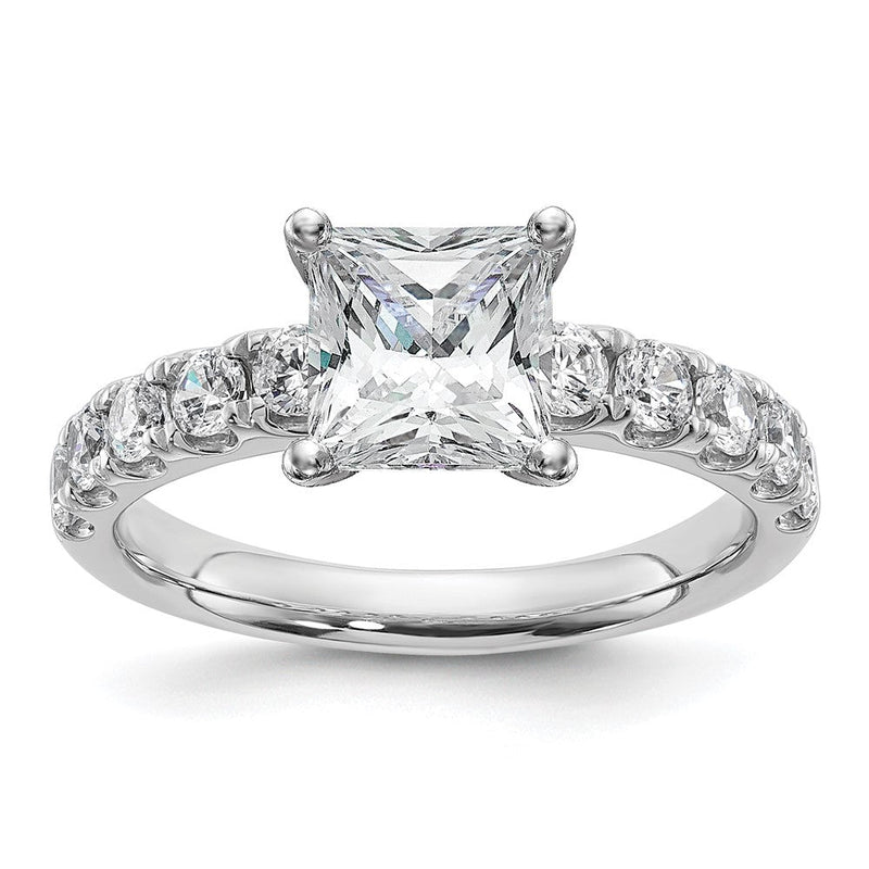 14K Weißgold Zertifiziert 2 3/4 Karat Im Labor Gezüchtet Diamant Vs+ F+ Princess Komplett Verlobungsring