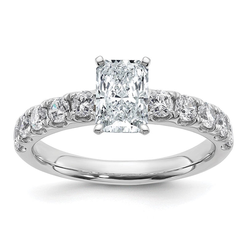 14K Weißgold 1 3/4 Karat Zertifiziert Im Labor Gezüchtet Diamant Vs+ F+ Radiant Komplett Verlobungsring