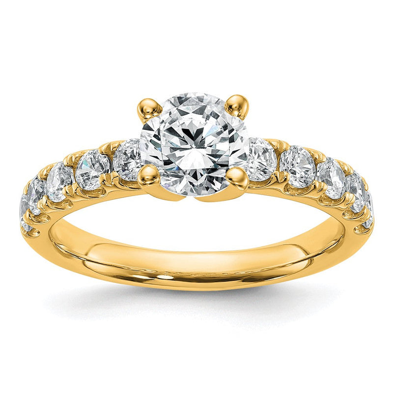 14K Gelbgold Zertifiziert 1 5/8 Karat Im Labor Gezüchtet Diamant Vs+ F+ Rund Komplett Verlobungsring