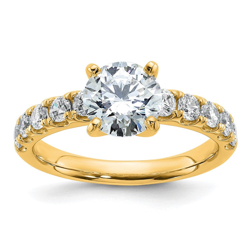 14K Gelbgold Zertifiziert 2 1/5 Karat Im Labor Gezüchtet Diamant Vs+ F+ Rund Komplett Verlobungsring