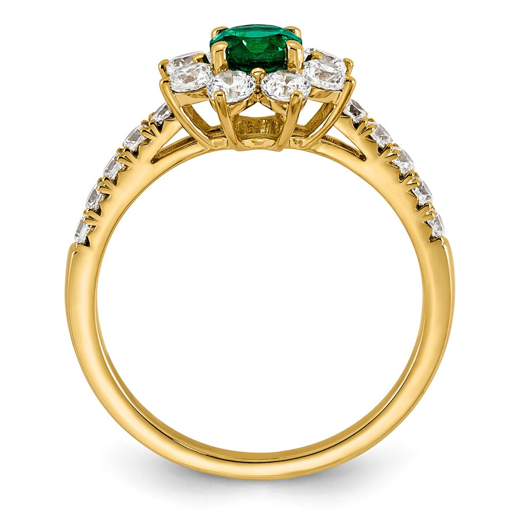 14K Gelbgold Vs/si G+ Im Labor Gezüchtet Diamant und Aaa Qualität Echt Smaragd