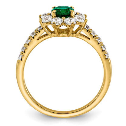14K Gelbgold Vs/si G+ Im Labor Gezüchtet Diamant und Aaa Qualität Echt Smaragd
