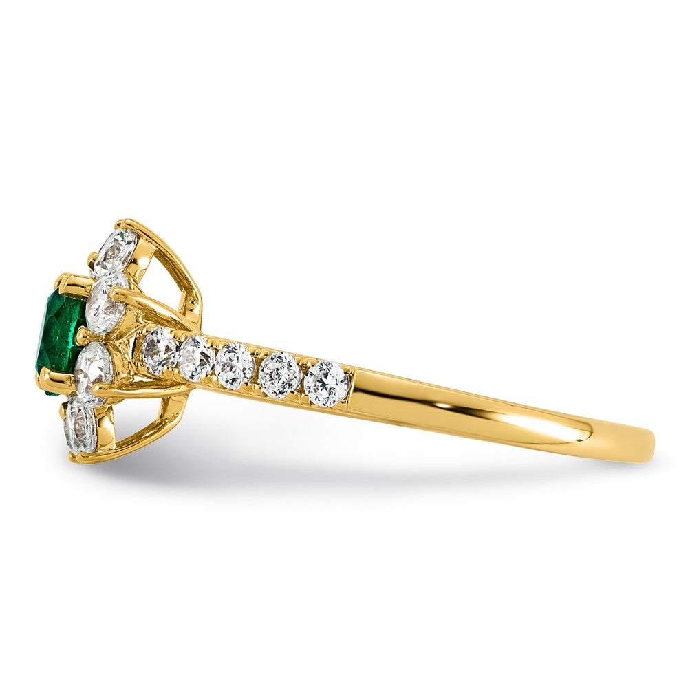 14K Gelbgold Vs/si G+ Im Labor Gezüchtet Diamant und Aaa Qualität Echt Smaragd