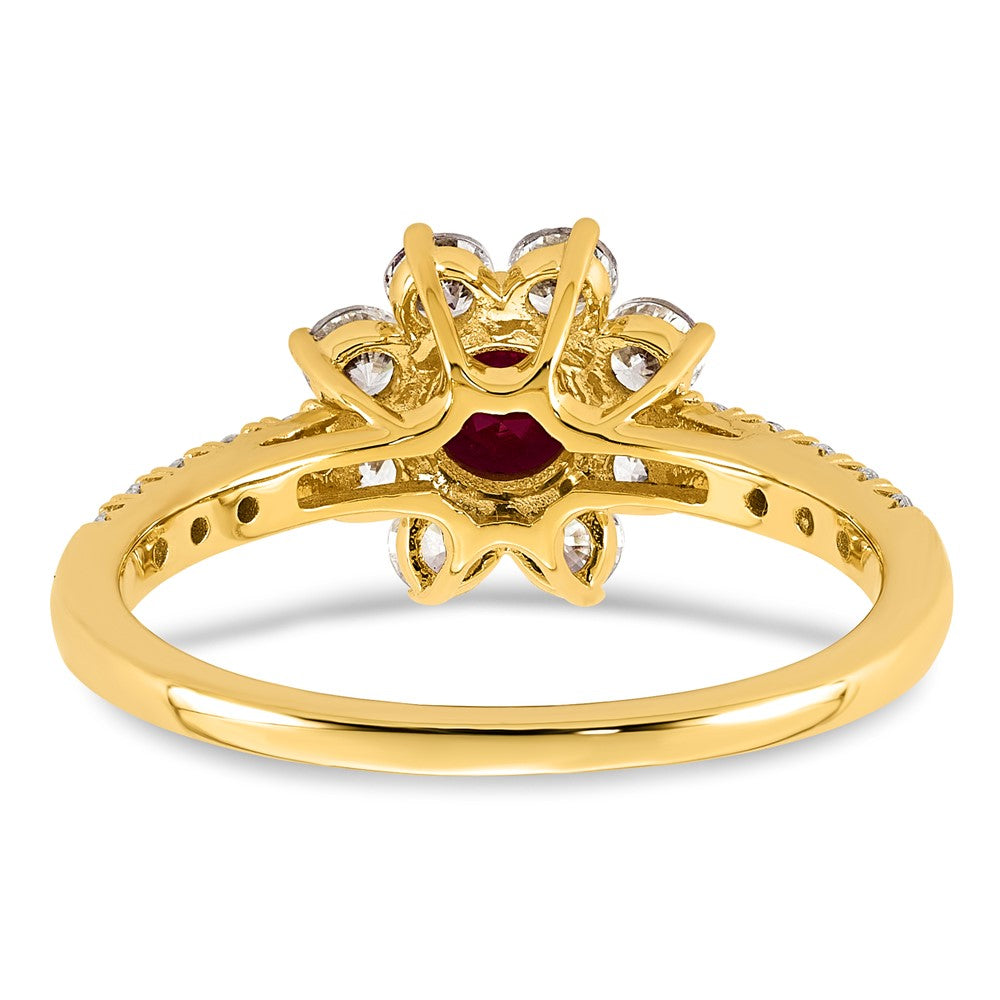 14K Gelbgold Vs/si G+ Im Labor Gezüchtet Diamant und Aaa Qualität Echt Rubin Rin