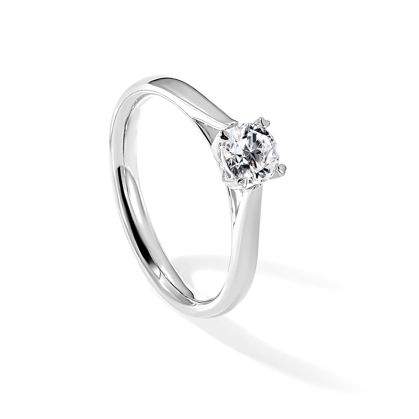 True Origin 14K Weißgold Verlobungsring mit 0,33 ct. Laborgezüchtetem Diamant im Rundschliff, Solitär, VS/SI+ G+