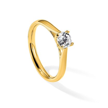 14K Gelbgold True Origin 0,25 ct. Laborgezüchteter Diamant VS/SI+ G+ Rund Solitär Verlobungsring
