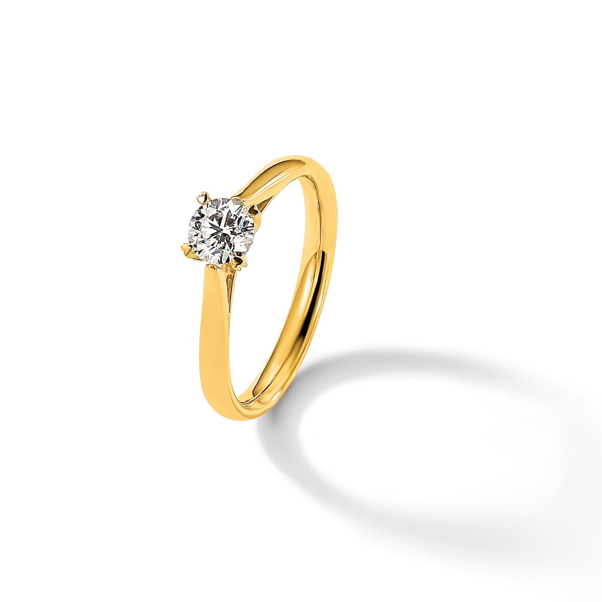 14K Gelbgold True Origin 0,25 ct. Laborgezüchteter Diamant VS/SI+ G+ Rund Solitär Verlobungsring