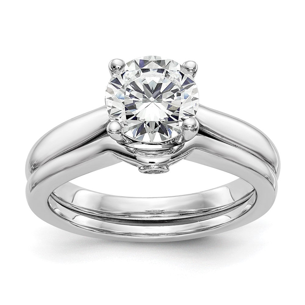 14K Weißgold Synthetisch Diamant Verlobungsring