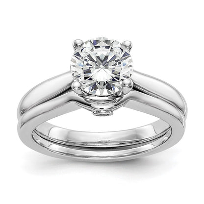 14K Weißgold Synthetisch Diamant Verlobungsring