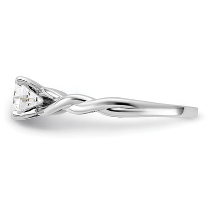 14K Weißgold Verlobungsring mit 0,5 ct. Labor gezüchtetem Diamant, rund, Solitär, VS/SI+ G+