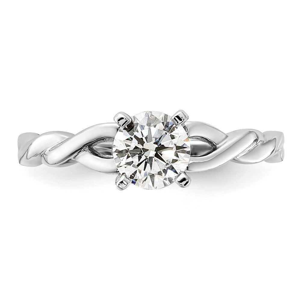 14K Weißgold Verlobungsring mit 0,5 ct. Labor gezüchtetem Diamant, rund, Solitär, VS/SI+ G+