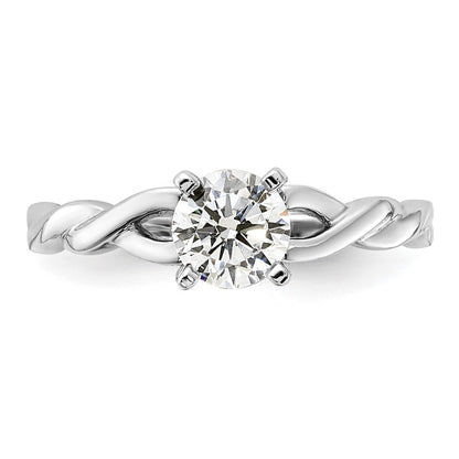 14K Weißgold Verlobungsring mit 0,5 ct. Labor gezüchtetem Diamant, rund, Solitär, VS/SI+ G+