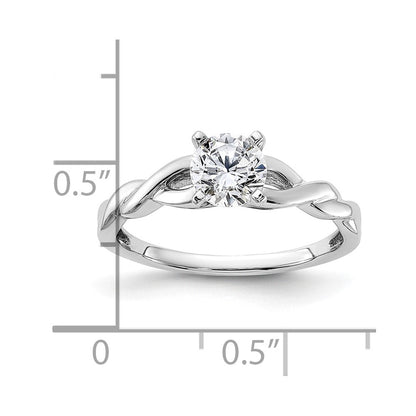 14K Weißgold Verlobungsring mit 0,5 ct. Labor gezüchtetem Diamant, rund, Solitär, VS/SI+ G+