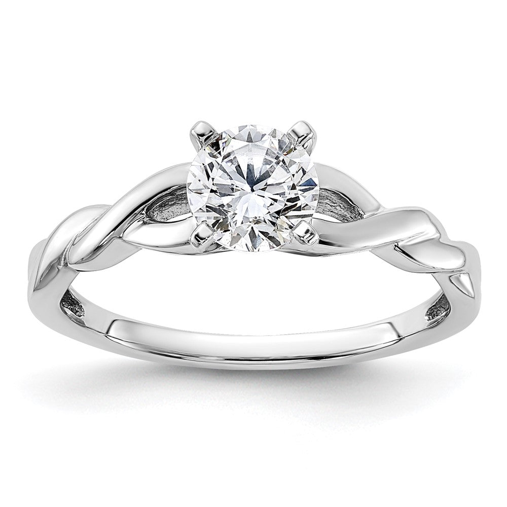 14K Weißgold Verlobungsring mit 0,5 ct. Labor gezüchtetem Diamant, rund, Solitär, VS/SI+ G+