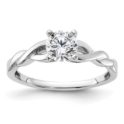 14K Weißgold Verlobungsring mit 0,5 ct. Labor gezüchtetem Diamant, rund, Solitär, VS/SI+ G+