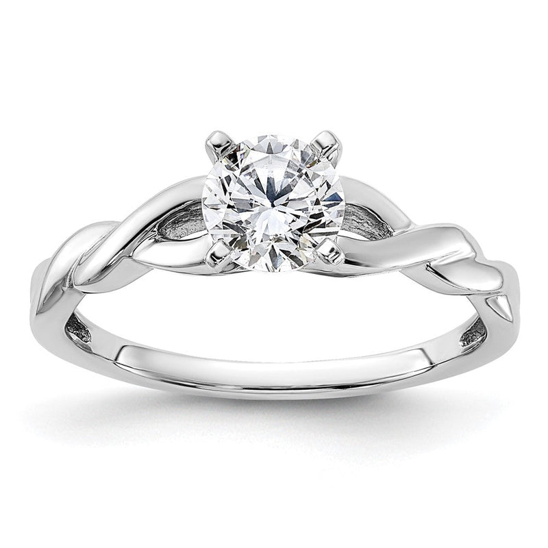 14K Weißgold Verlobungsring mit 0,5 ct. Labor gezüchtetem Diamant, rund, Solitär, VS/SI+ G+