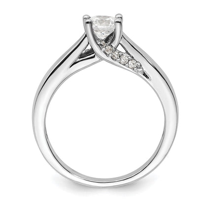 14K Weißgold Synthetisch Diamant Verlobungsring