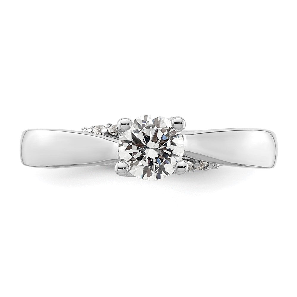 14K Weißgold Synthetisch Diamant Verlobungsring