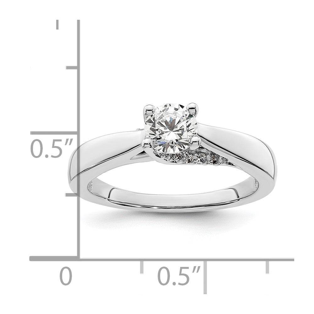 14K Weißgold Synthetisch Diamant Verlobungsring