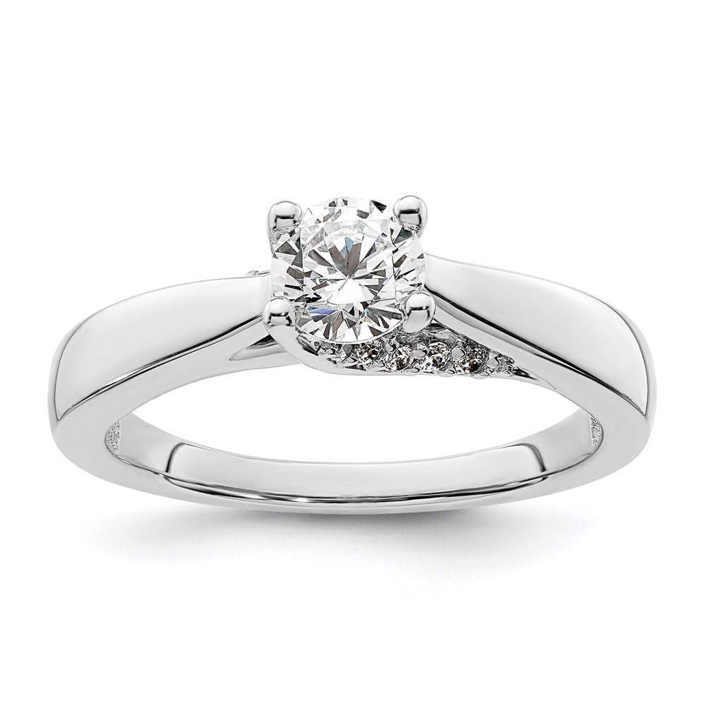 14K Weißgold Synthetisch Diamant Verlobungsring