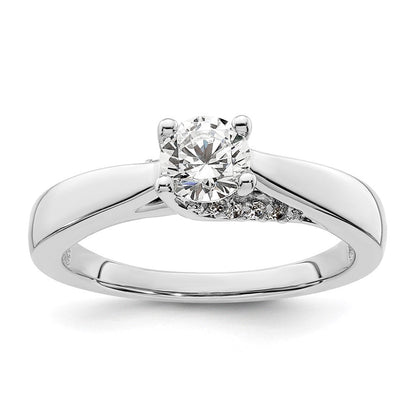 14K Weißgold Synthetisch Diamant Verlobungsring