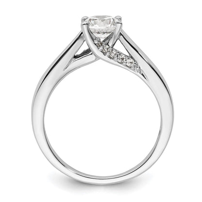 14K Weißgold Synthetisch Diamant Verlobungsring