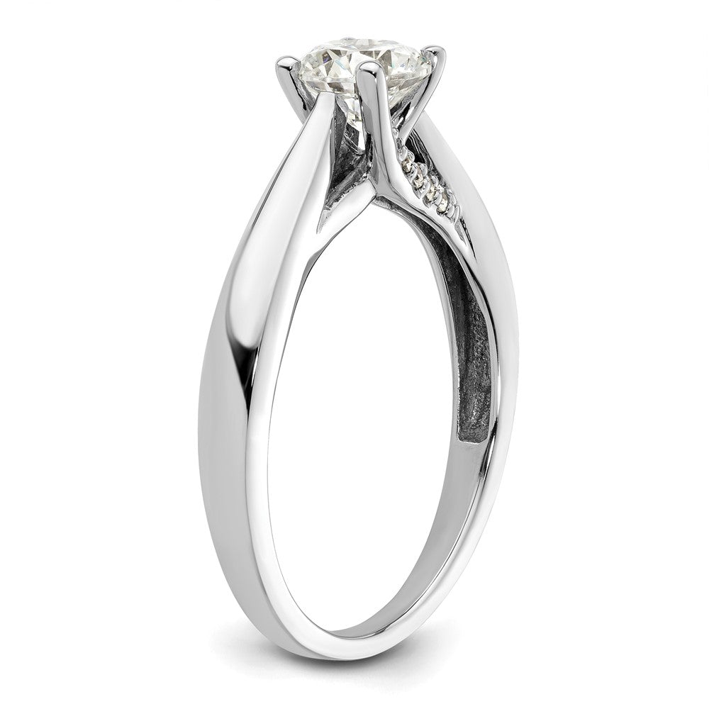 14K Weißgold Synthetisch Diamant Verlobungsring