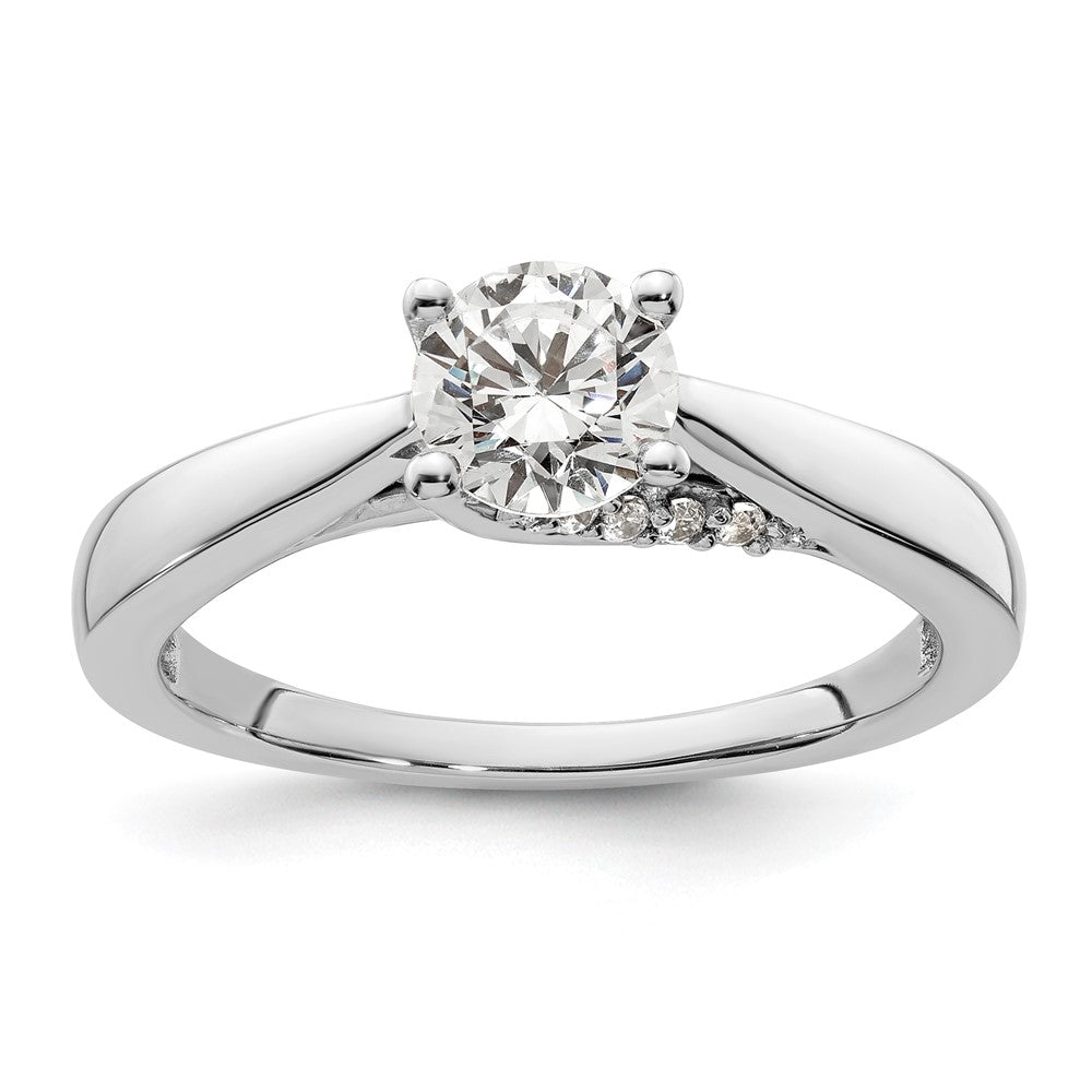 14K Weißgold Synthetisch Diamant Verlobungsring