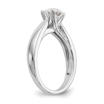 14K Weißgold Synthetisch Diamant Verlobungsring