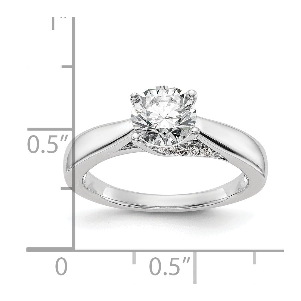 14K Weißgold Synthetisch Diamant Verlobungsring