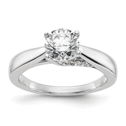 14K Weißgold Synthetisch Diamant Verlobungsring