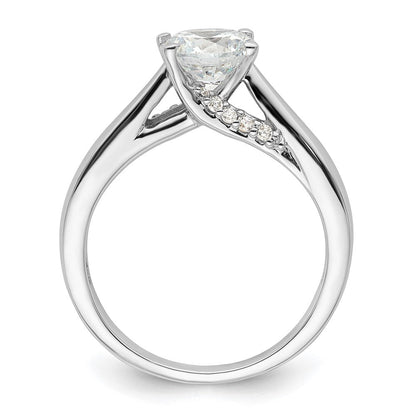 14K Weißgold Synthetisch Diamant Verlobungsring