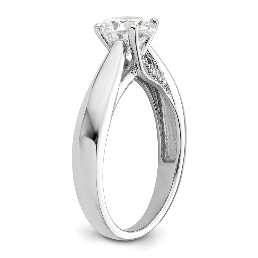 14K Weißgold Synthetisch Diamant Verlobungsring