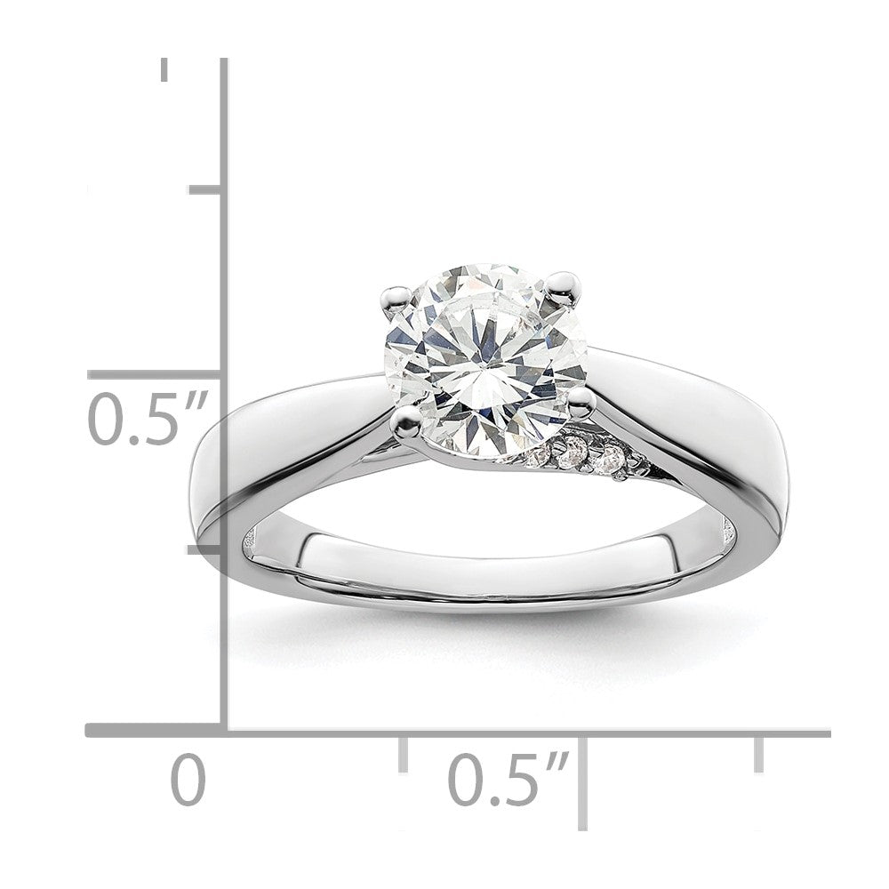 14K Weißgold Synthetisch Diamant Verlobungsring