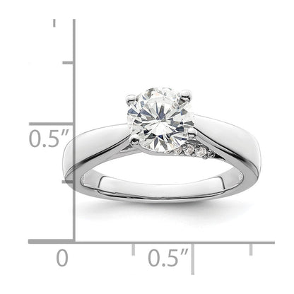 14K Weißgold Synthetisch Diamant Verlobungsring