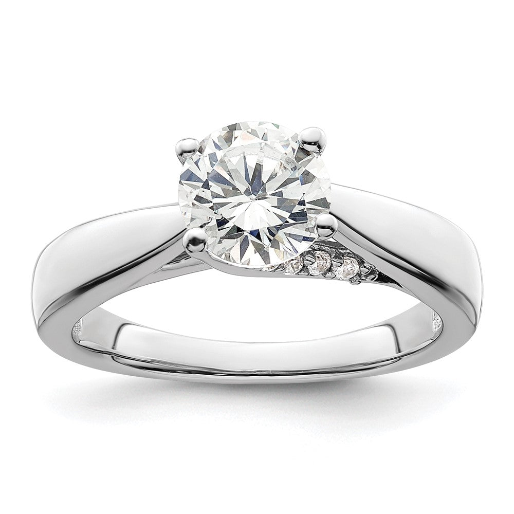 14K Weißgold Synthetisch Diamant Verlobungsring