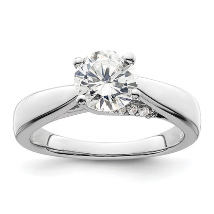 14K Weißgold Synthetisch Diamant Verlobungsring