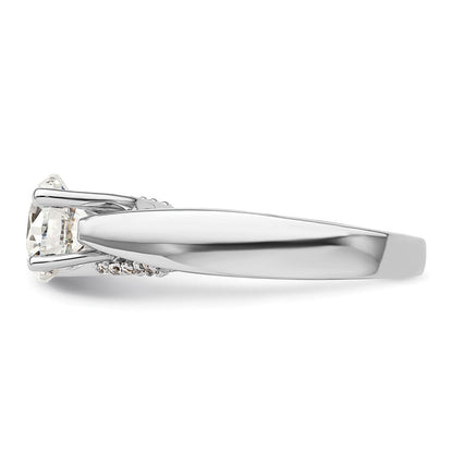 14K Weißgold Synthetisch Diamant Verlobungsring